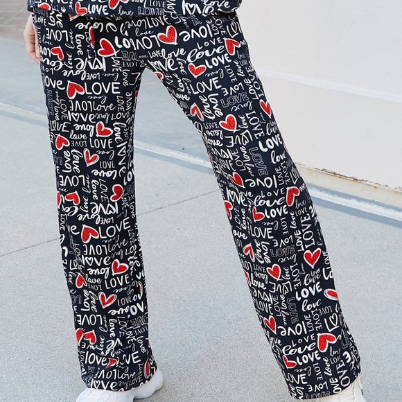 Heimish Full Size Solid Damask Casual Pants Plus Size